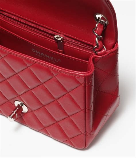 chanel red mini flap